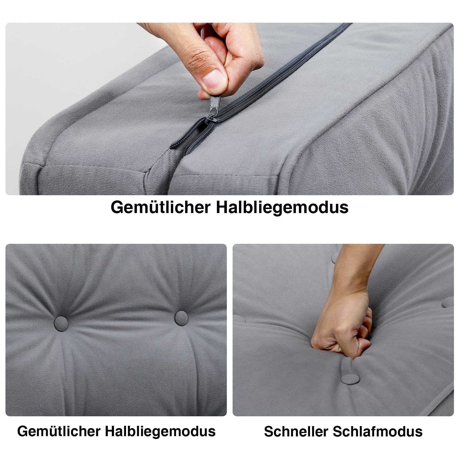 COMHOMA Relaxsessel Bodensofa Klappbar Bodensessel mit Schlaffunktion, Lazy Sofa, gepolsert mit 5-stufig Verstellbarer Rückenlehne