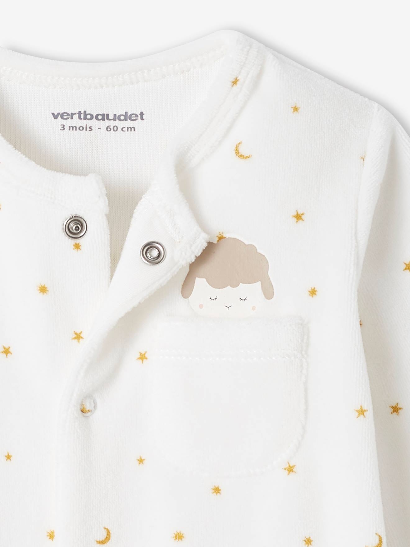 Vertbaudet Baby Samtstrampler Oeko-Tex - wollweiß