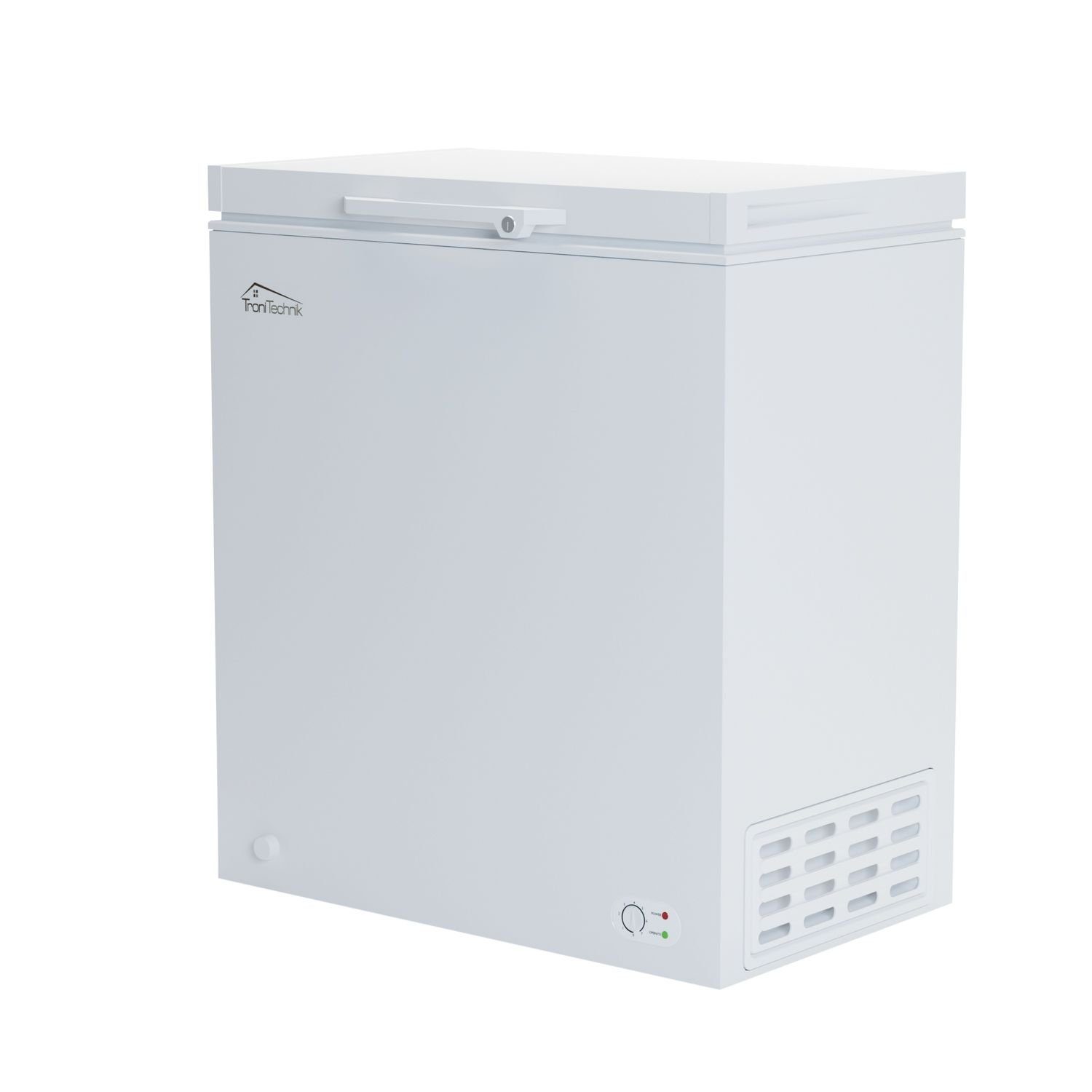 TroniTechnik Gefriertruhe BORGAR 160 PRO, 70 cm breit, 147 l, inkl. Dual Thermostat, LED Licht, Griff, Schloss, Rollen, Einlegekorb
