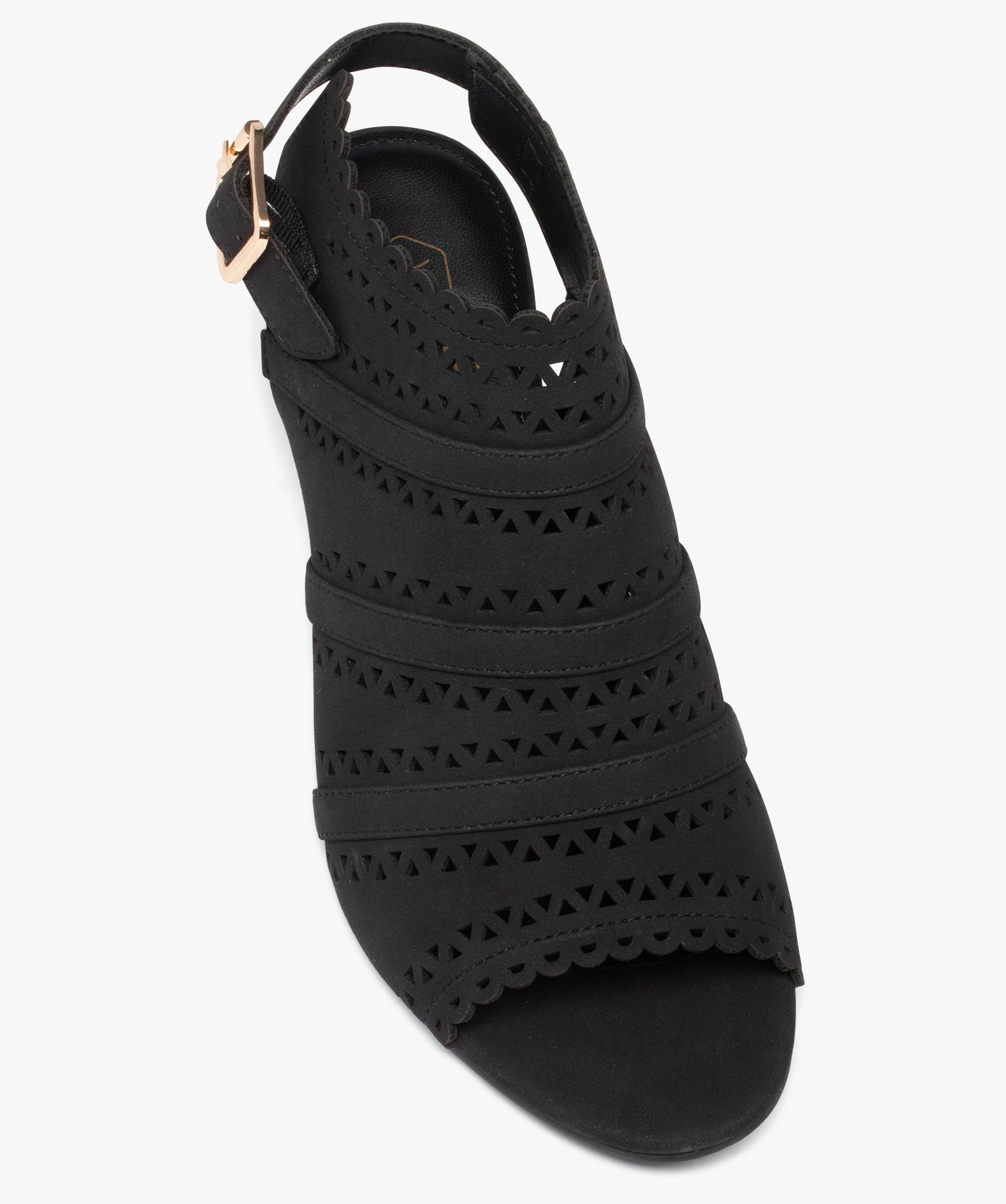 Sandales femme à talon dessus couvrant ajouré noir | GEMO