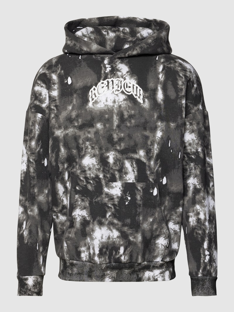Hoodie mit Allover-Muster Modell 'CLOUDS' in schwarz