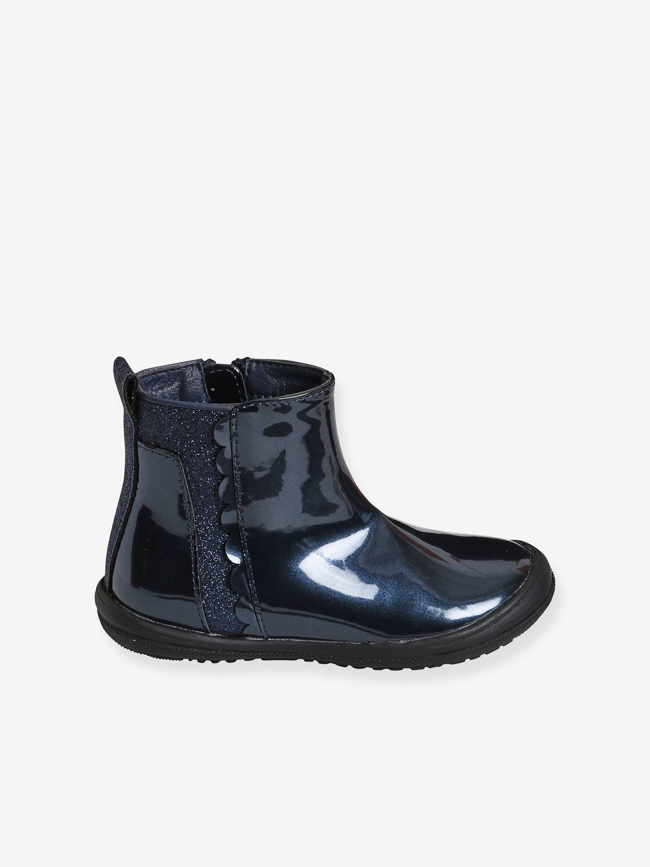 Vertbaudet Mädchen Lack-Boots, Anziehtrick - himbeer