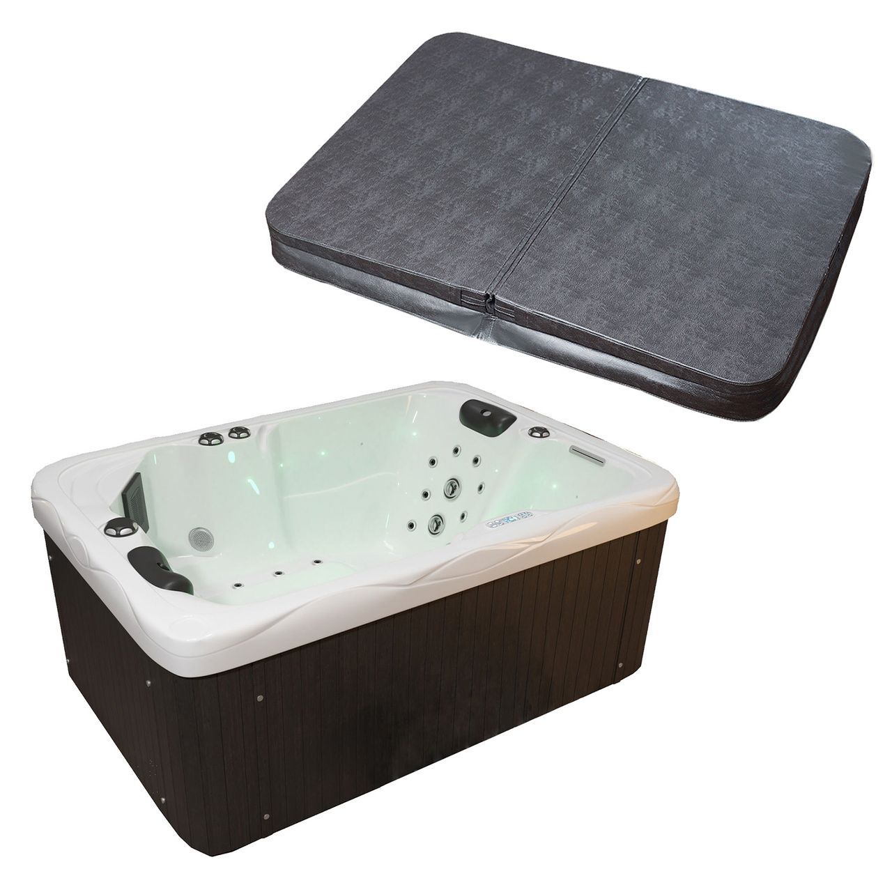 TroniTechnik Outdoor Whirlpool LEVANZO inkl. Heizung, Hydromassage, Farblicht, 190x135cm 450 Liter