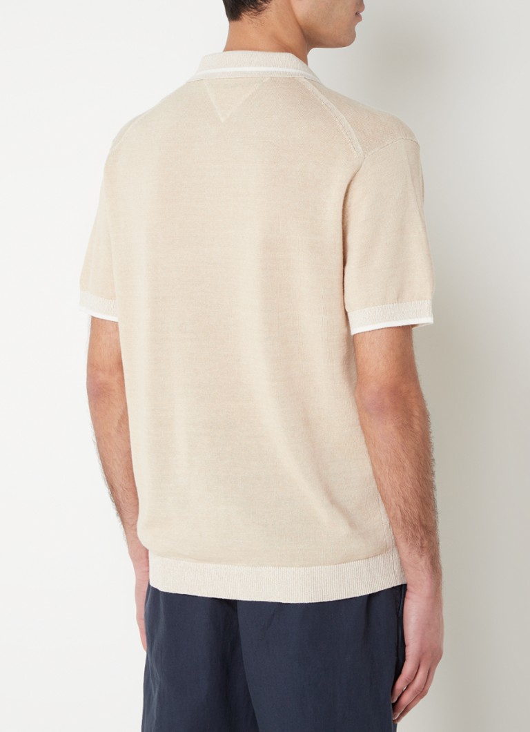 Tommy Hilfiger  Fijngebreide regular fit polo in linnenblend
