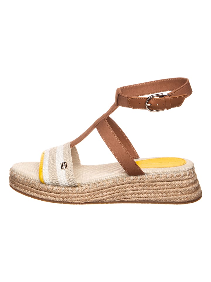 Tommy Hilfiger Shoes Leder-Keilsandaletten in Hellbraun günstig kaufen 39