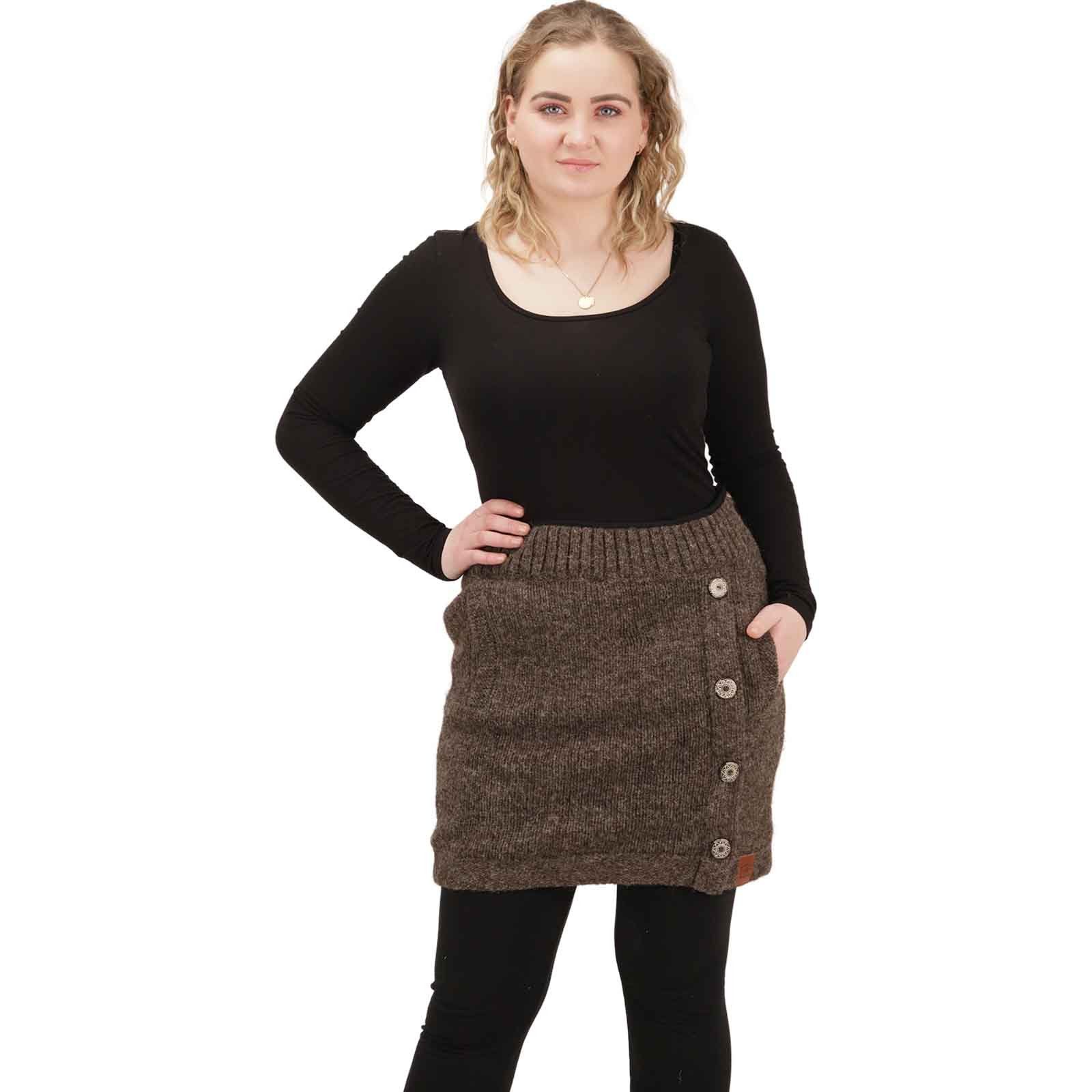 KUNST UND MAGIE Strickrock Strickrock kurzer Rock mit klassischem Muster Wolle gefüttert Boho