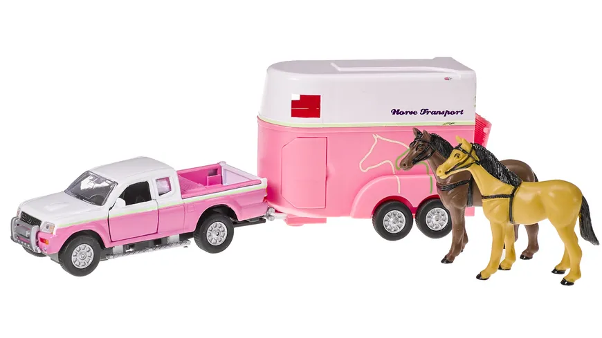 Müller - Toy Place - Pferdetransporter mit zu öffnenden Türen Die Cast Metal Pull back