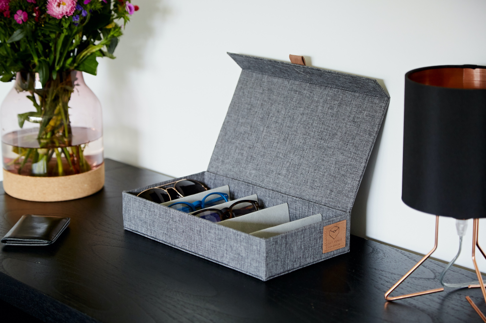 Brillen-Box Premium Grau meliert