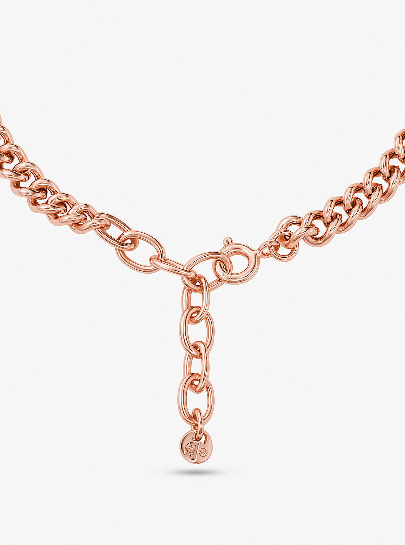 Precious Metal-Plated Sterling Silver Logo Curb Link Bracelet - ROSE GOLD