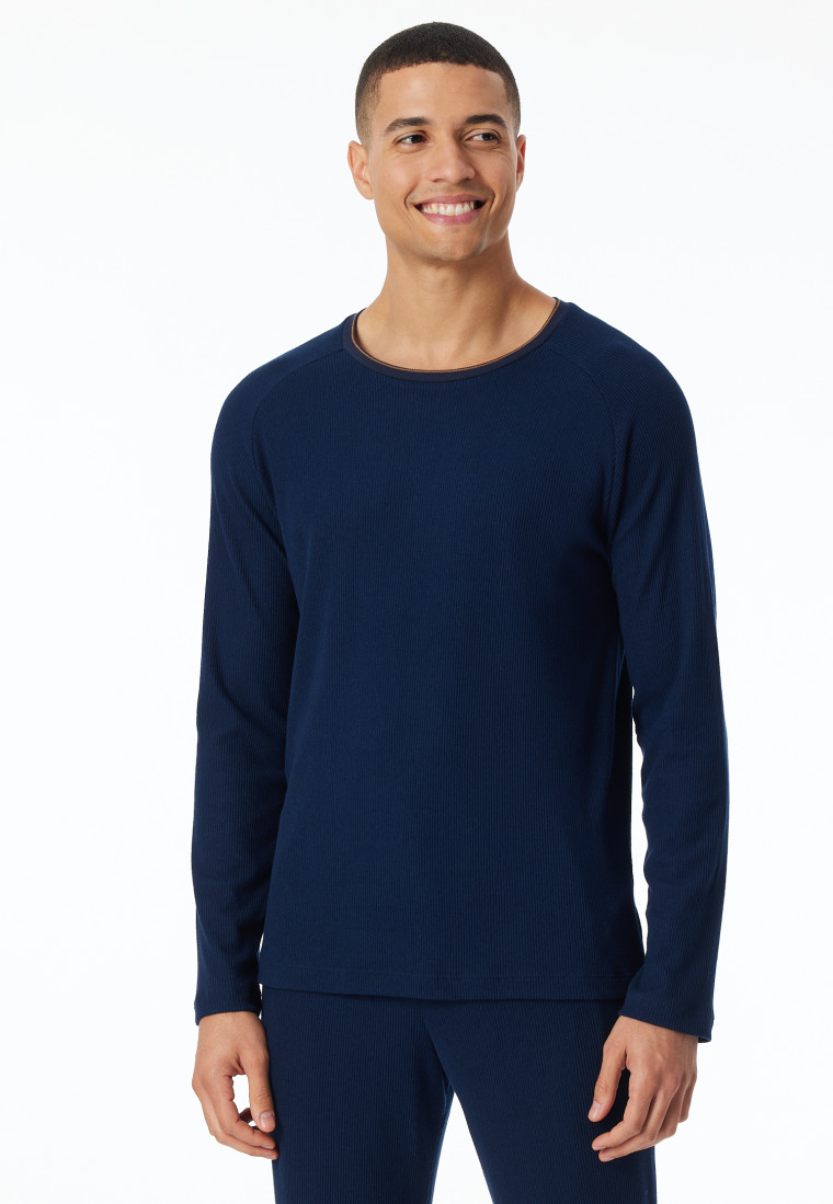 Shirt langarm Doppelripp nachtblau - Mix+Relax