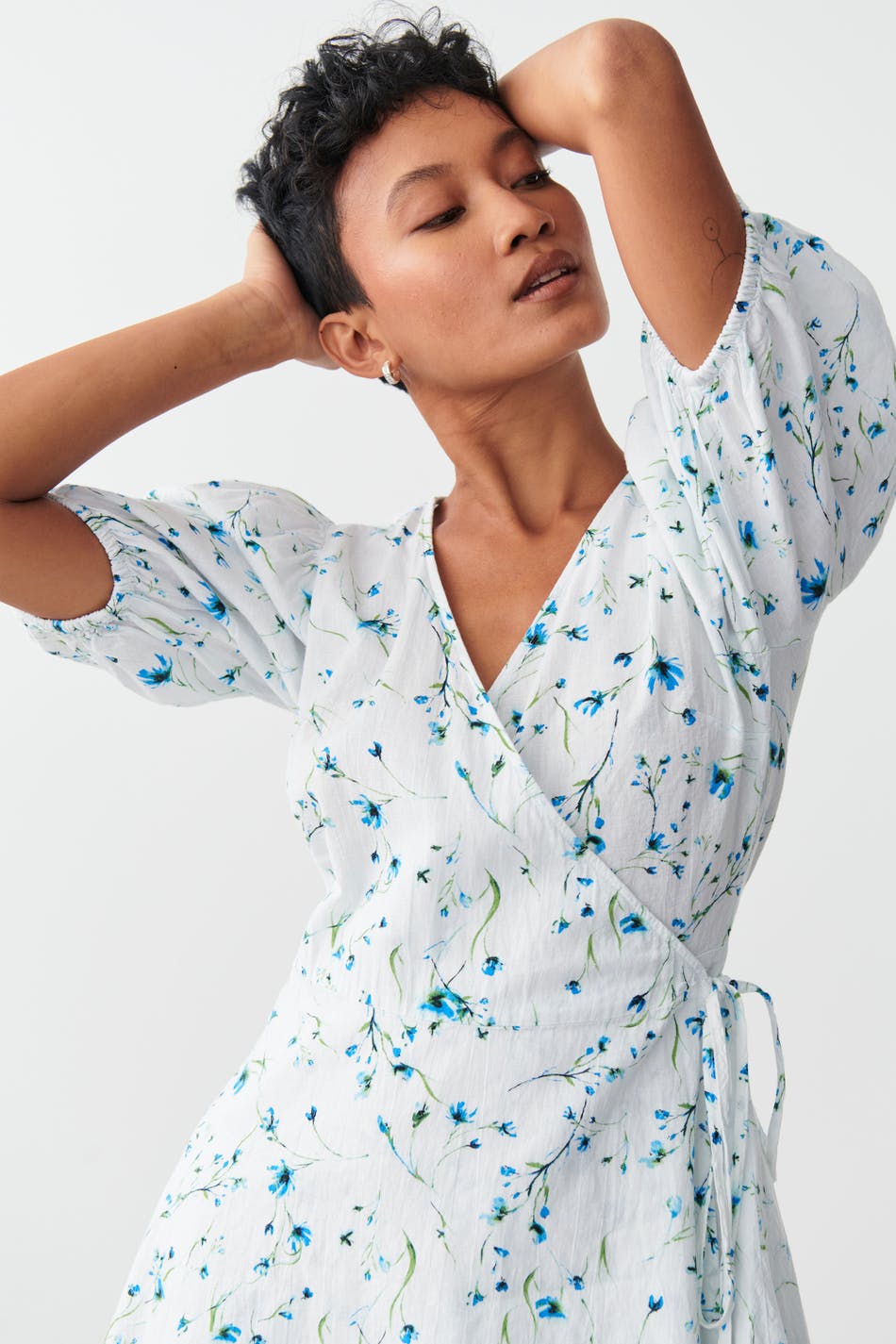 Glimma linen blend wrap dress
