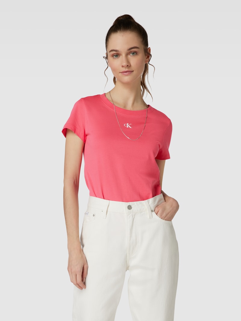 T-Shirt mit Label-Print Modell 'MICRO MONOLOGO' in pink