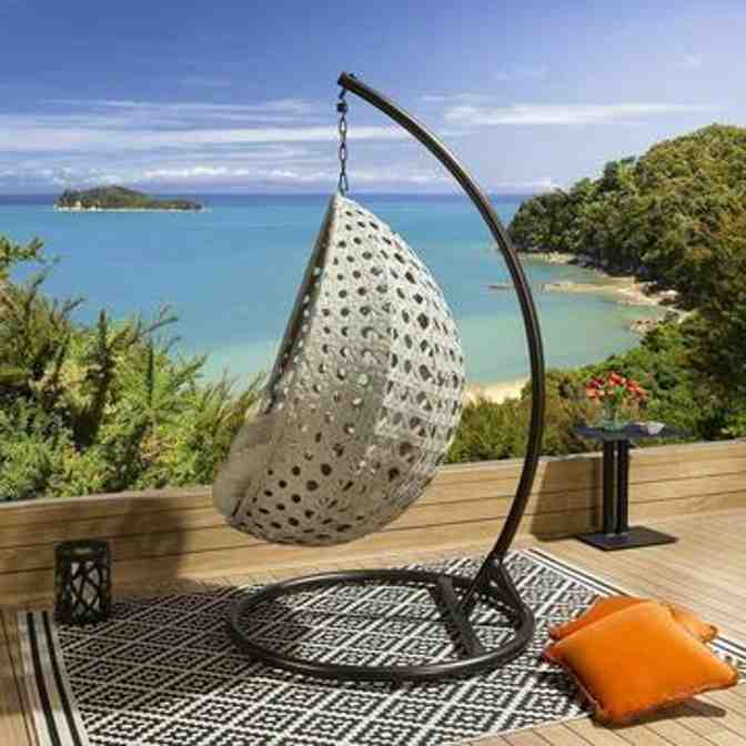 Luxury Extra Large Outdoor Hanging Pod Chairs Grey Rope Table