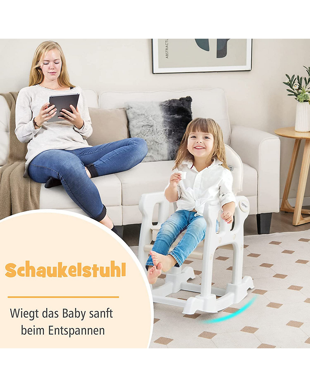 3 in 1 Hochstuhl Schauklestuhl Kindersitzgruppe mit Sitzkissen