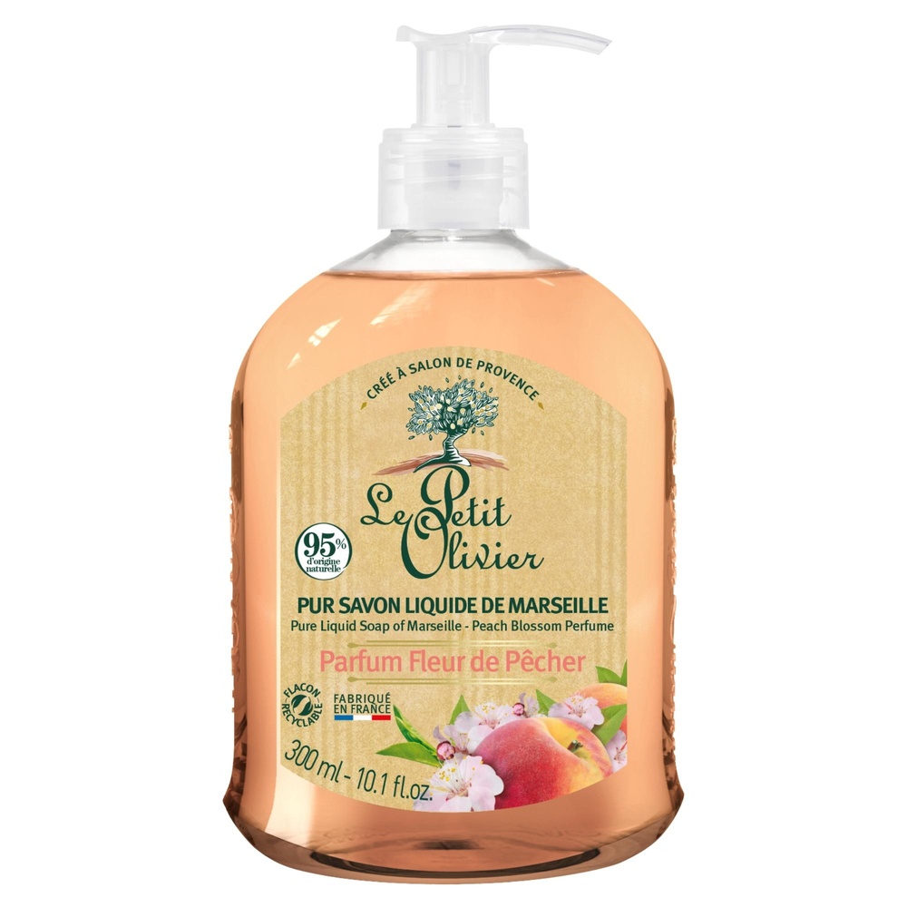 le petit olivier Pur Savon Liquide de Marseille Parfum Fleur de Pêcher Pur Savon Liquide de Marseille