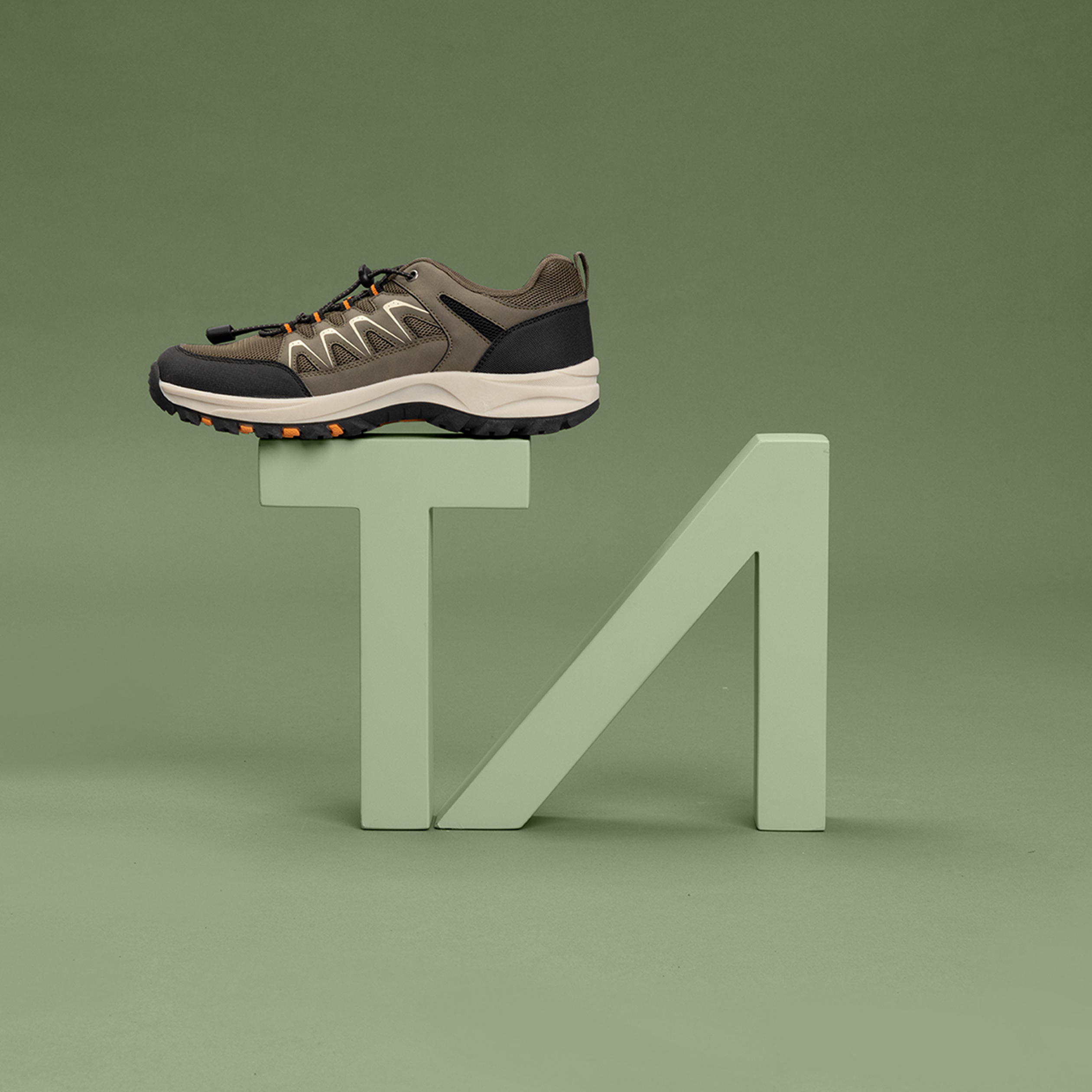 Baskets running à lacets Trappeur vert kaki homme | La Halle