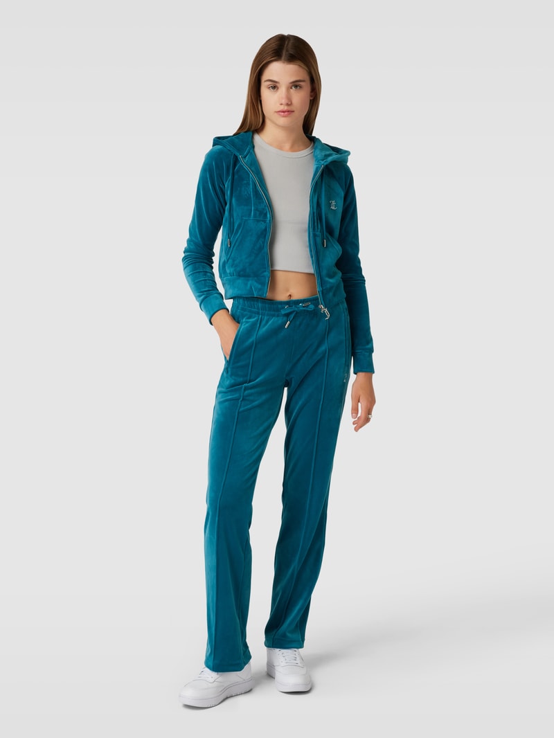 Sweatjacke mit Ziersteinbesatz Modell 'MADISON' in petrol