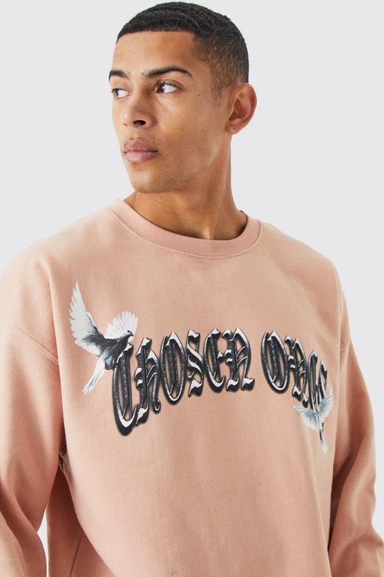 Oversize Sweatshirt mit Vogel-Print