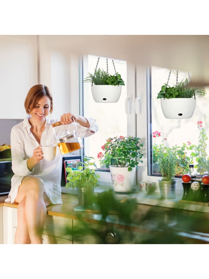 relaxdays 2 x Blumenampel in Weiß - (H)60 x Ø24 cm günstig kaufen onesize