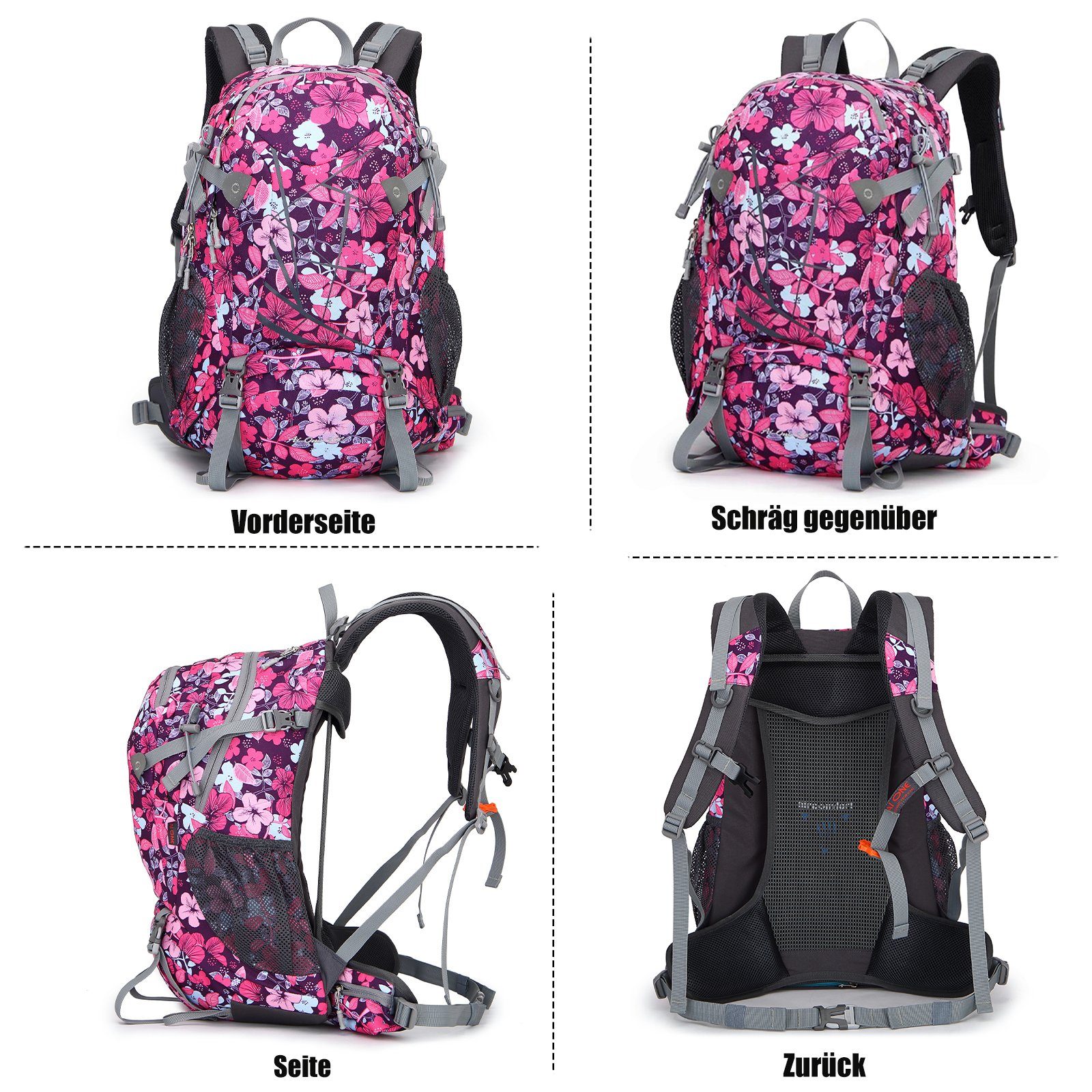 TAN.TOMI Kletterrucksack 30L Großer Wanderrucksack mit Rückenbelüftung, wasserabweisend Daypack, mit Regenschutz für Outdoor Reisen Camping Trekking