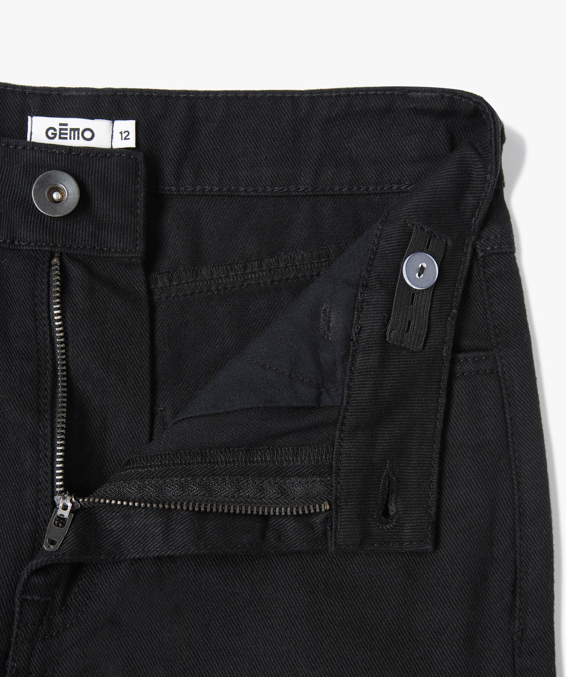 Pantalon en toile coupe large à taille haute fille noir | GEMO