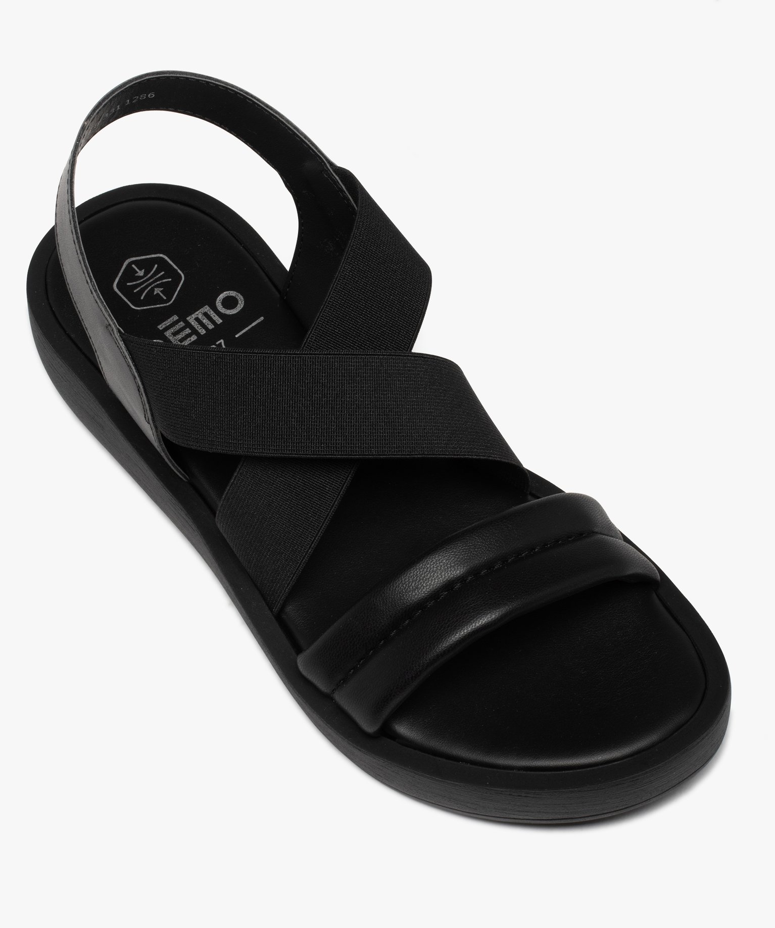 Sandales femme unies à brides élastiquées noir | GEMO