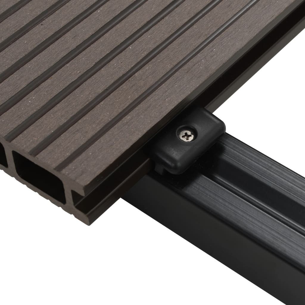 Teppichboden WPC Hohlkammer Terrassendielen + Zubehör 20m² 2,2m Dunkelbraun, vidaXL, Höhe: 2.5 mm