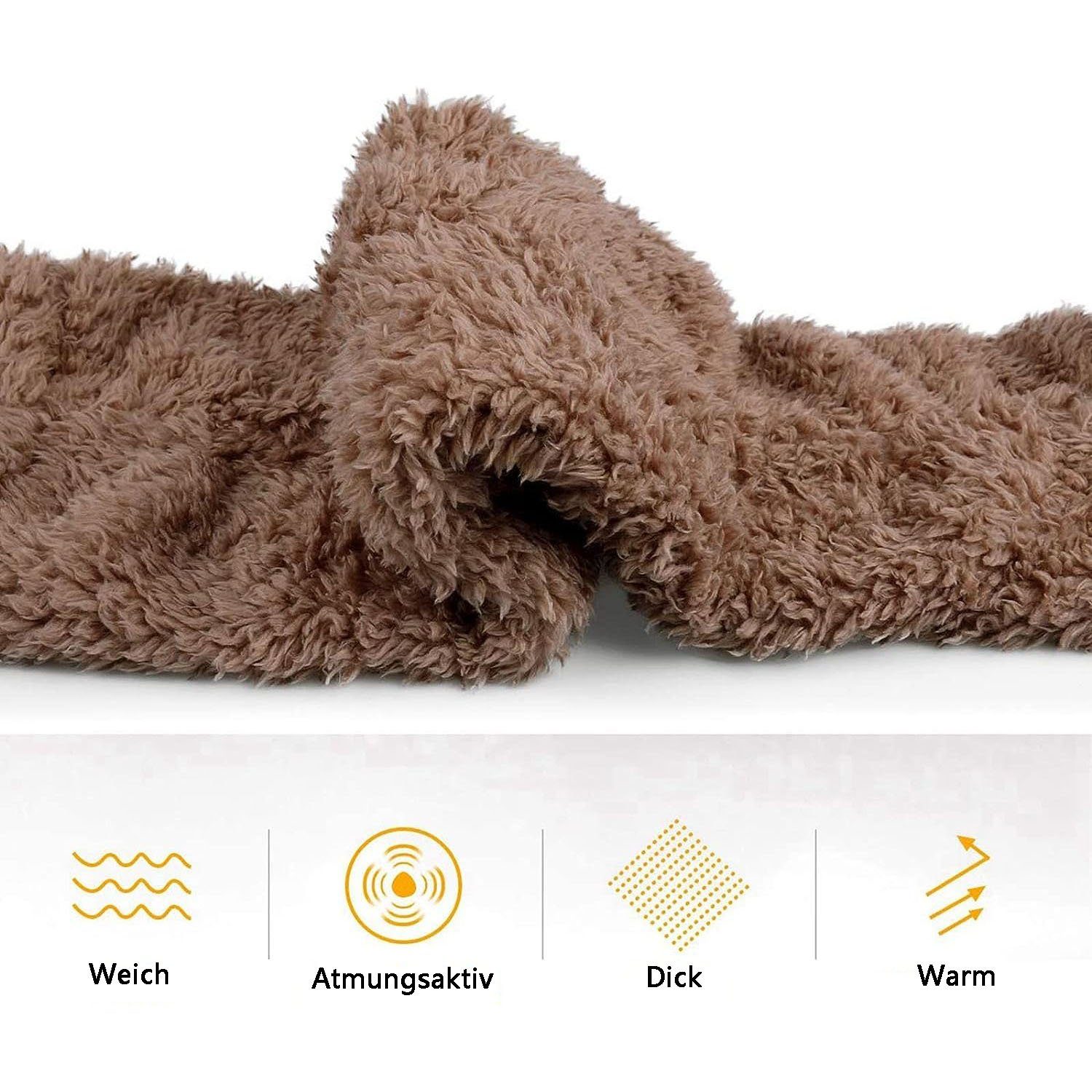 Zeaicos Overknees Oberschenkelstrümpfe, Winter-Beinwärmer flauschige weiche Thermo (wickeln) winddicht und warm