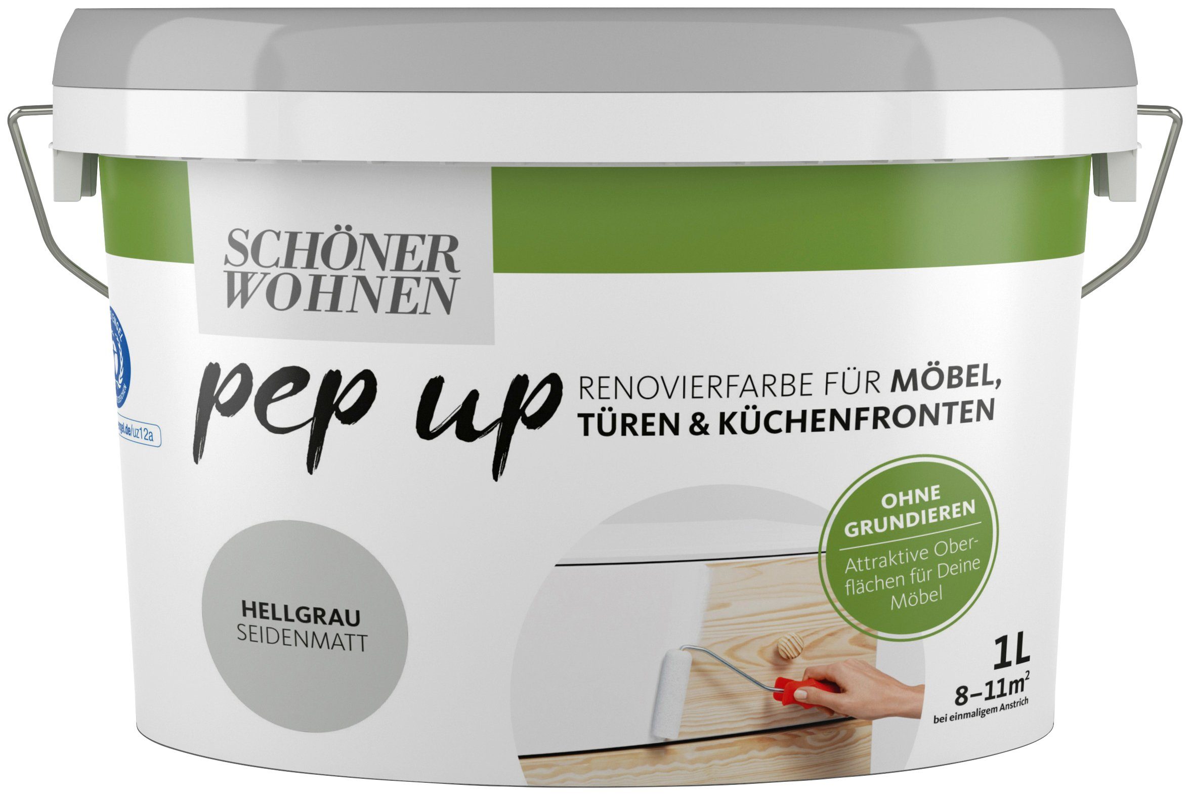 SCHÖNER WOHNEN FARBE Lack pep up - hellgrau, 1 Liter, hellgrau, Renovierfarbe für Möbel, Türen & Küchenfronten
