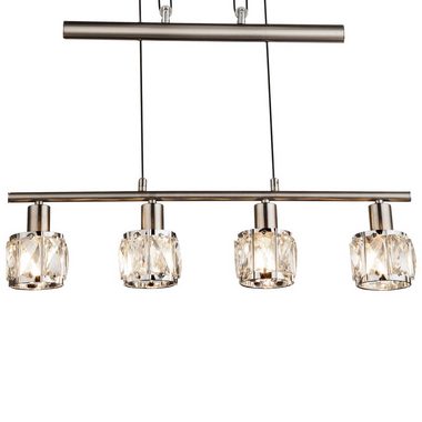 etc-shop Hängeleuchte, Leuchtmittel nicht inklusive, Decken Hänge Leuchte Chrom Wohn Zimmer Glas Kristall Pendel Lampe