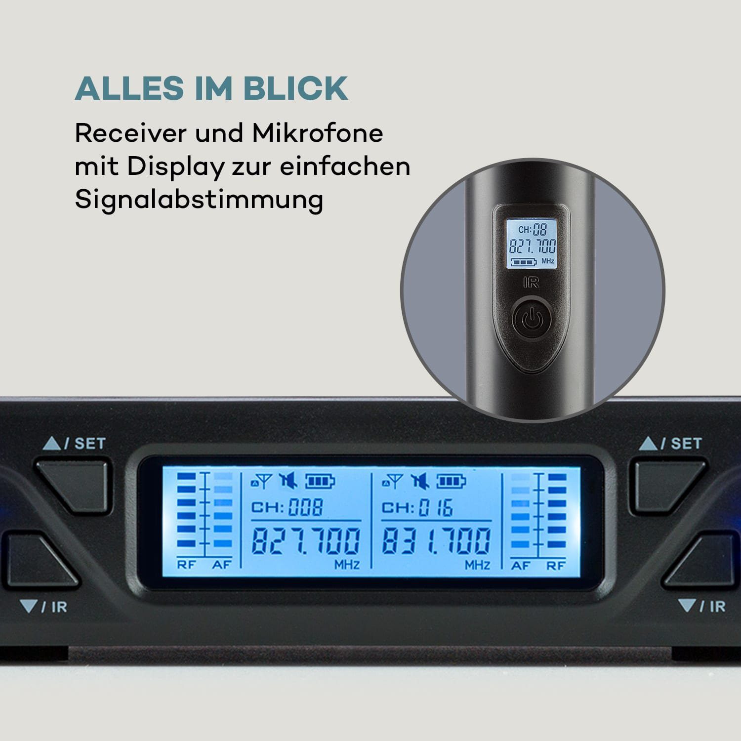 Auna Mikrofon UHF200C-2H 2-Kanal UHF-Funkmikrofon-Set (Set)