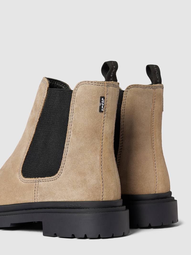 Chelsea Boots aus Leder mit Label-Detail Modell 'TROOPER' in olivgrün