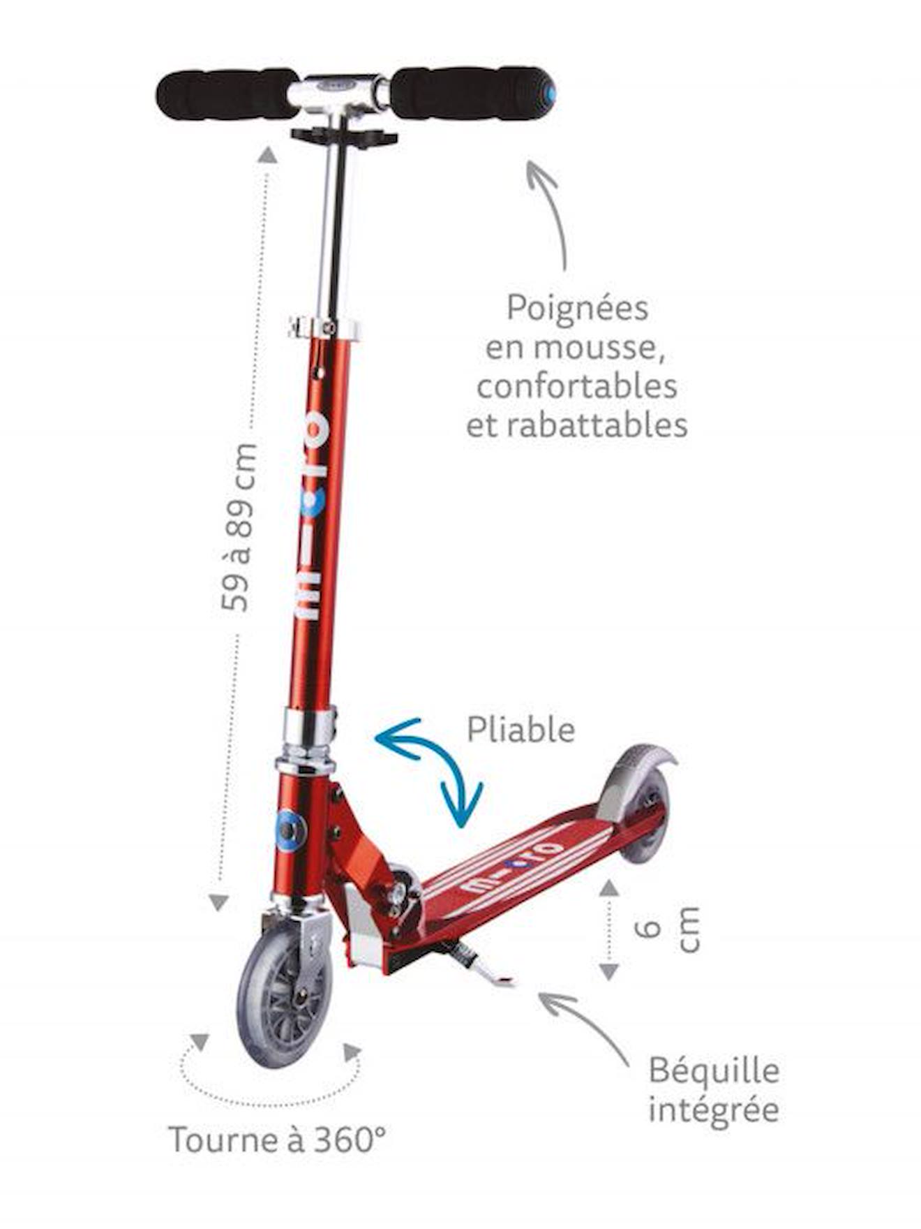 Trottinette 2 roues pliable Enfant – Micro Rouge rouge