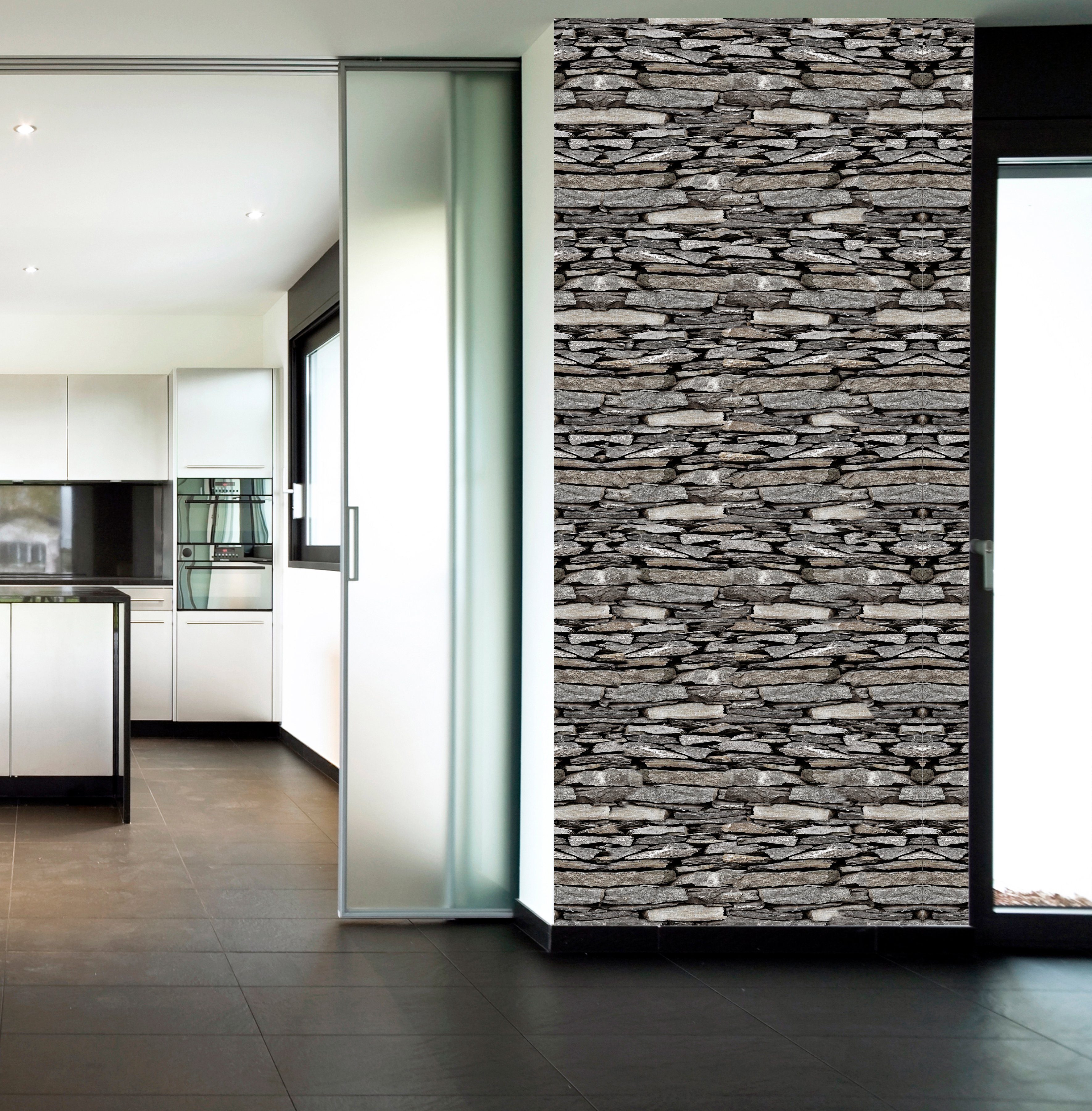 queence Vinyltapete Tong, Steinoptik, 90 x 250 cm, selbstklebend