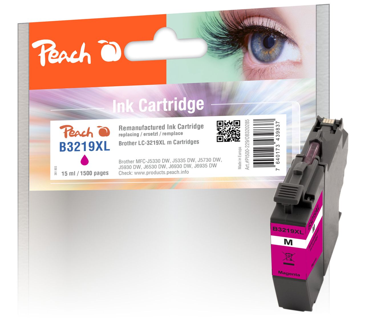 Peach Tintenpatrone magenta XL, ersetzt Brother LC-3219XLM