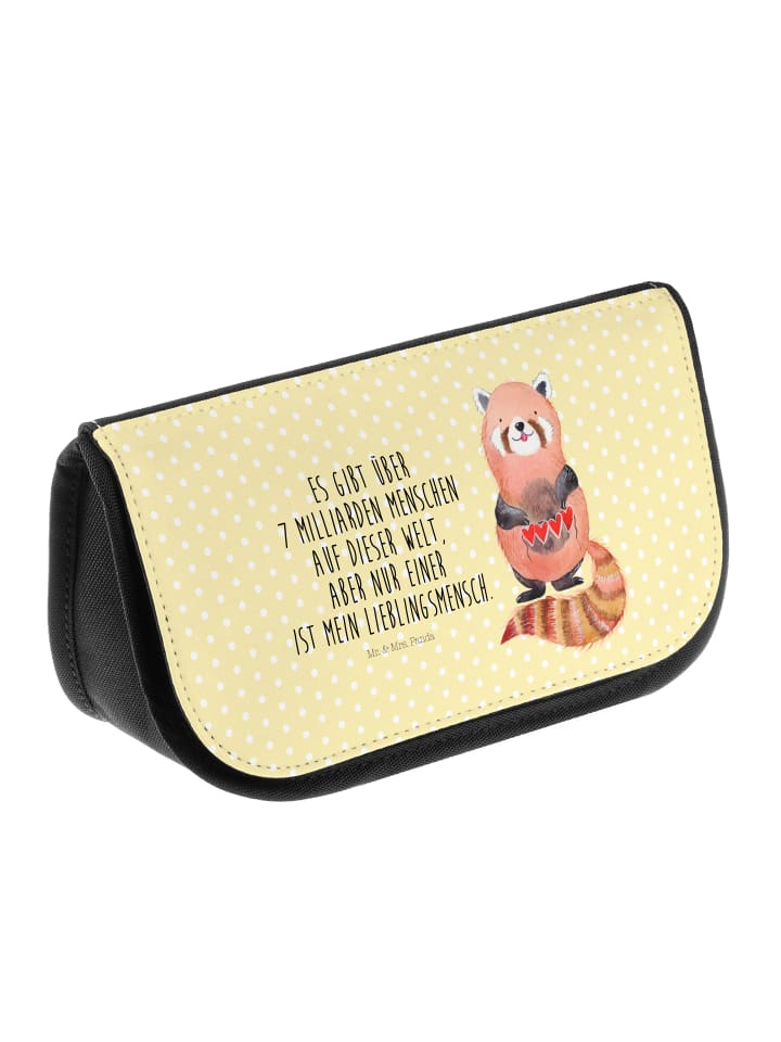 Mr. & Mrs. Panda Kosmetiktasche Roter Panda mit Spruch in Gelb Pastell günstig kaufen onesize