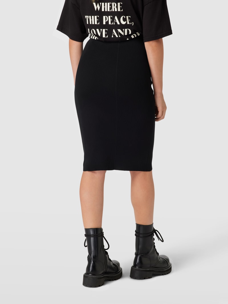 Bleistiftrock mit Label-Stitching Modell 'HOOK & EYE' in black