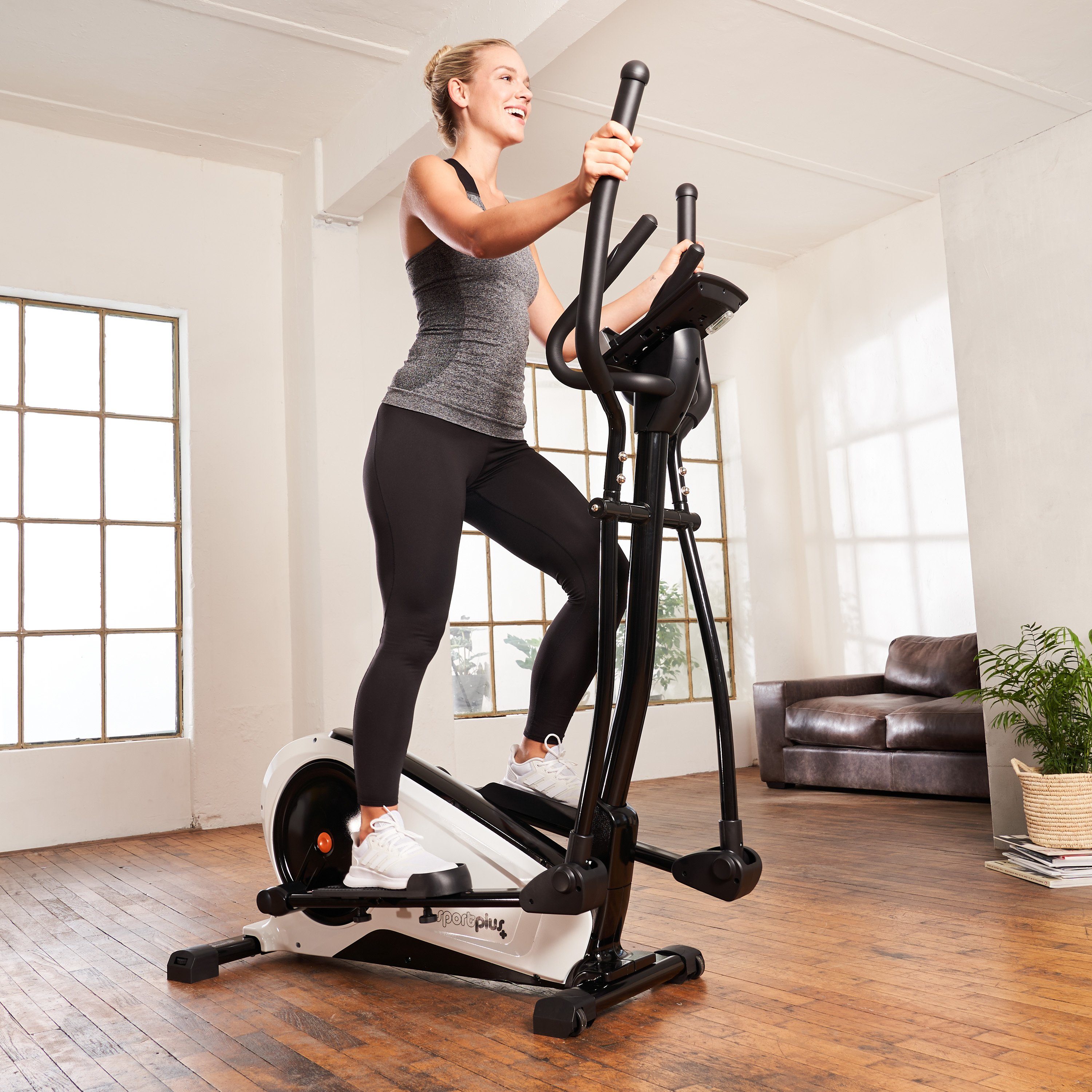 SportPlus Crosstrainer SP-ET-9800-iE, Crosstrainer, Heimtrainer, App, Handpulssensoren, 18 kg Schwungmasse