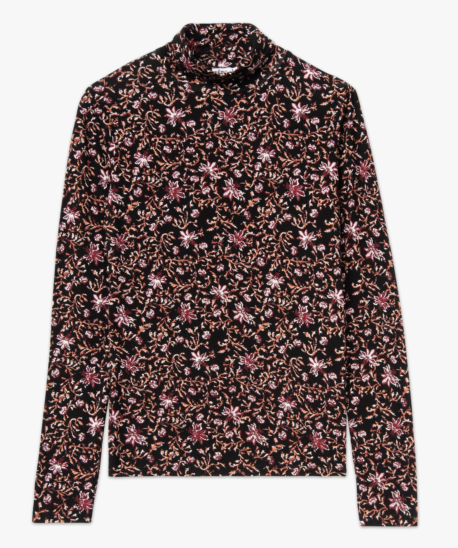 Tee-shirt manches longues et col roulé moulant femme imprime | GEMO