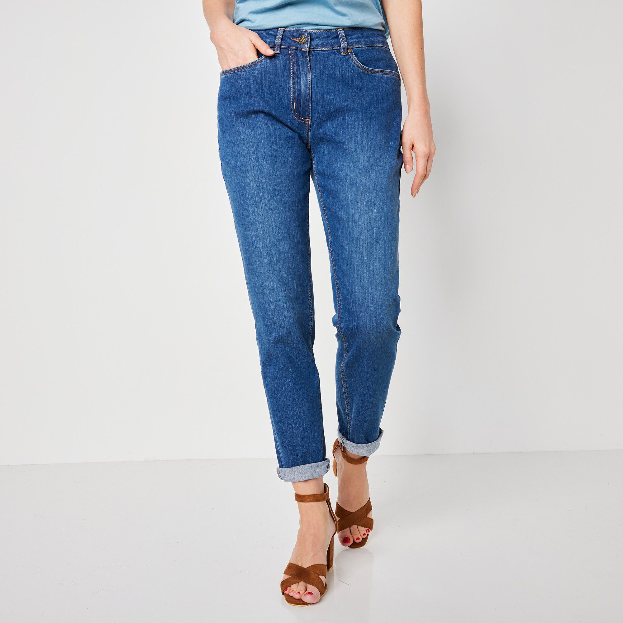 Jean stretch coupe mom