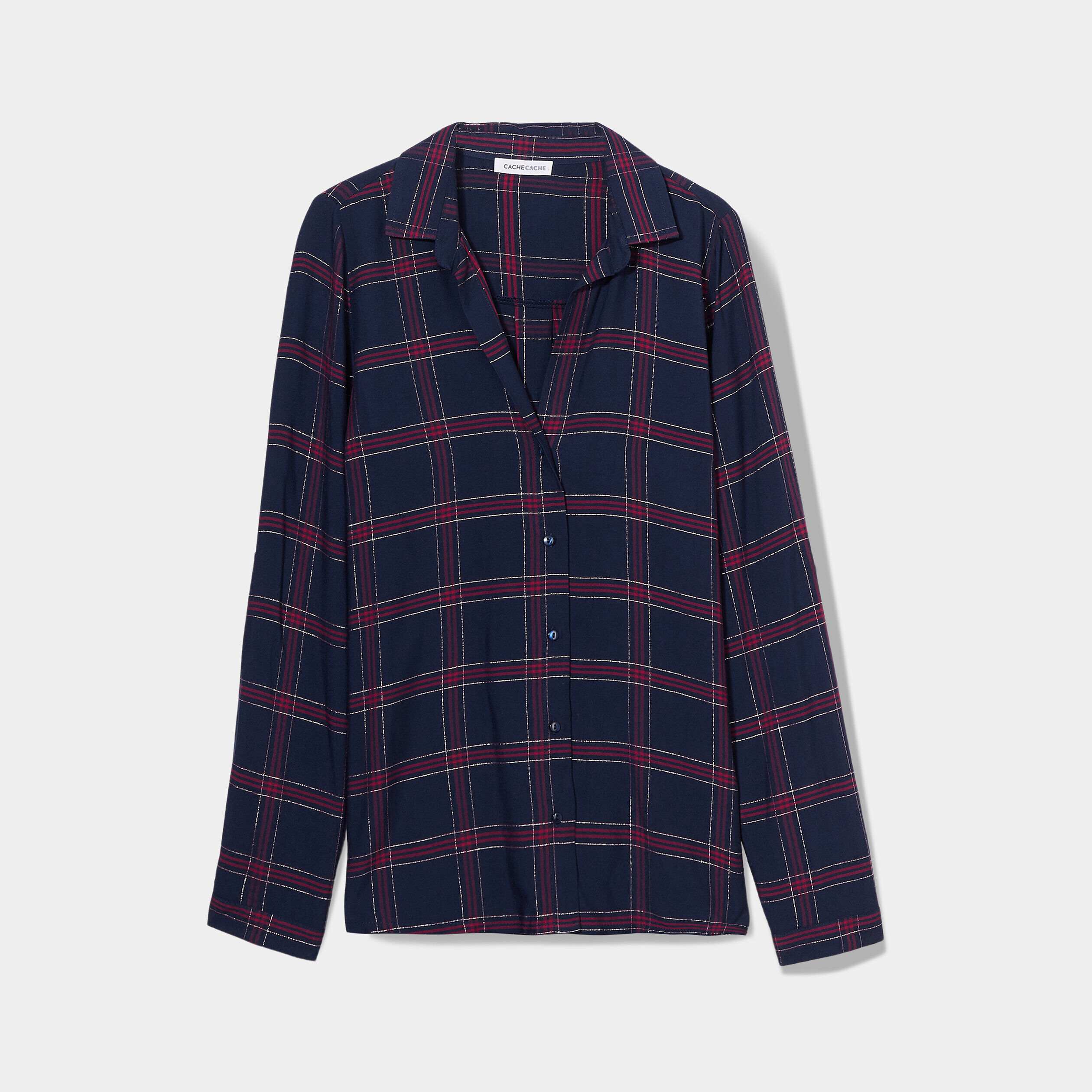 Chemise manches longues bleu foncé femme | Cache Cache