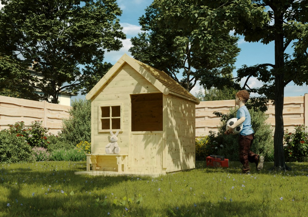 TETZNER & JENTZSCH Holz Kinderspielhaus HEIDI inkl. Tür & Fenster, B117 x T164 x H159 cm