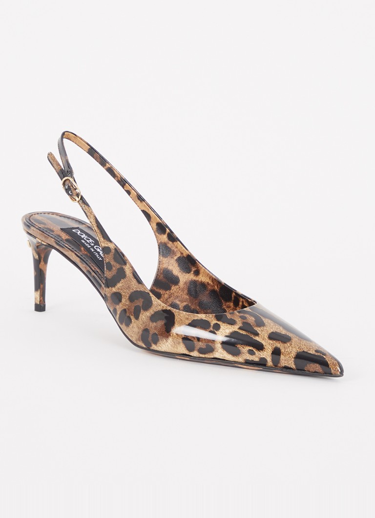 Slingback Dolce & Gabbana Lucido in pelle di vitello con stampa leopardata