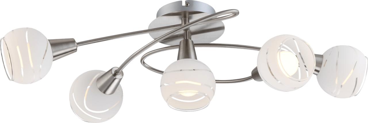 Globo Lighting - DECKENLEUCHTE METALL NICKEL MATT, 5XE14 - Deckenleuchte Metall Nickel matt, 5x E14