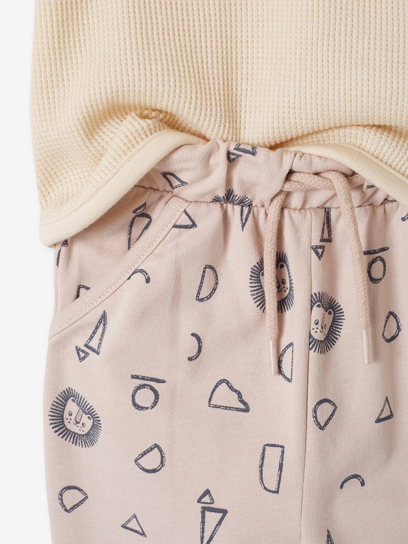 Vertbaudet Baby-Set: T-Shirt & Joggpants Oeko-Tex - wollweiß
