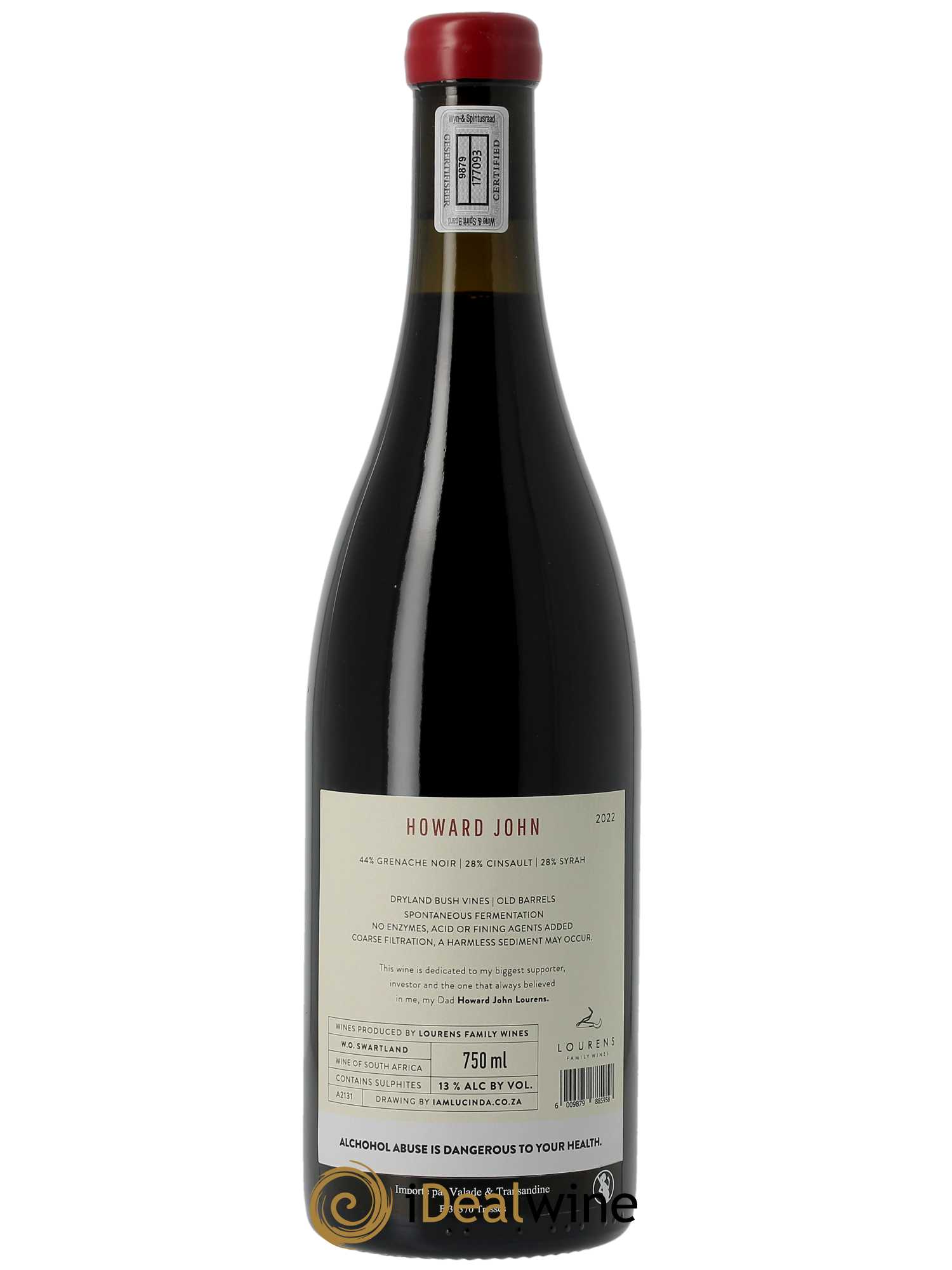 Swartland Lourens Family Wines Howard John  2022 - Lot de 1 Bouteille
