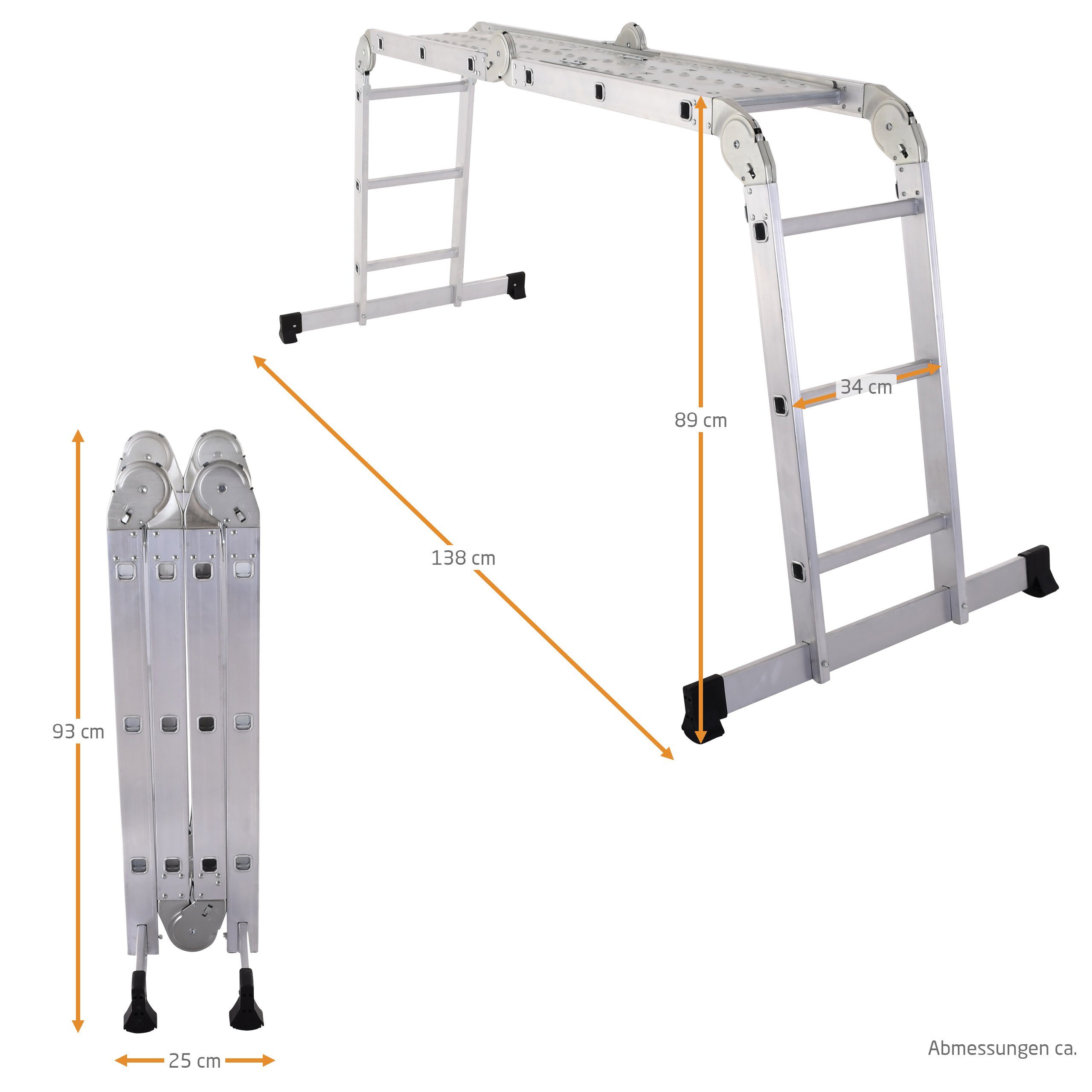 Raburg Vielzweckleiter Alu-Multi-3-Gelenk-Leiter STAGE, Aluminium, 3 x 4 Sprossen