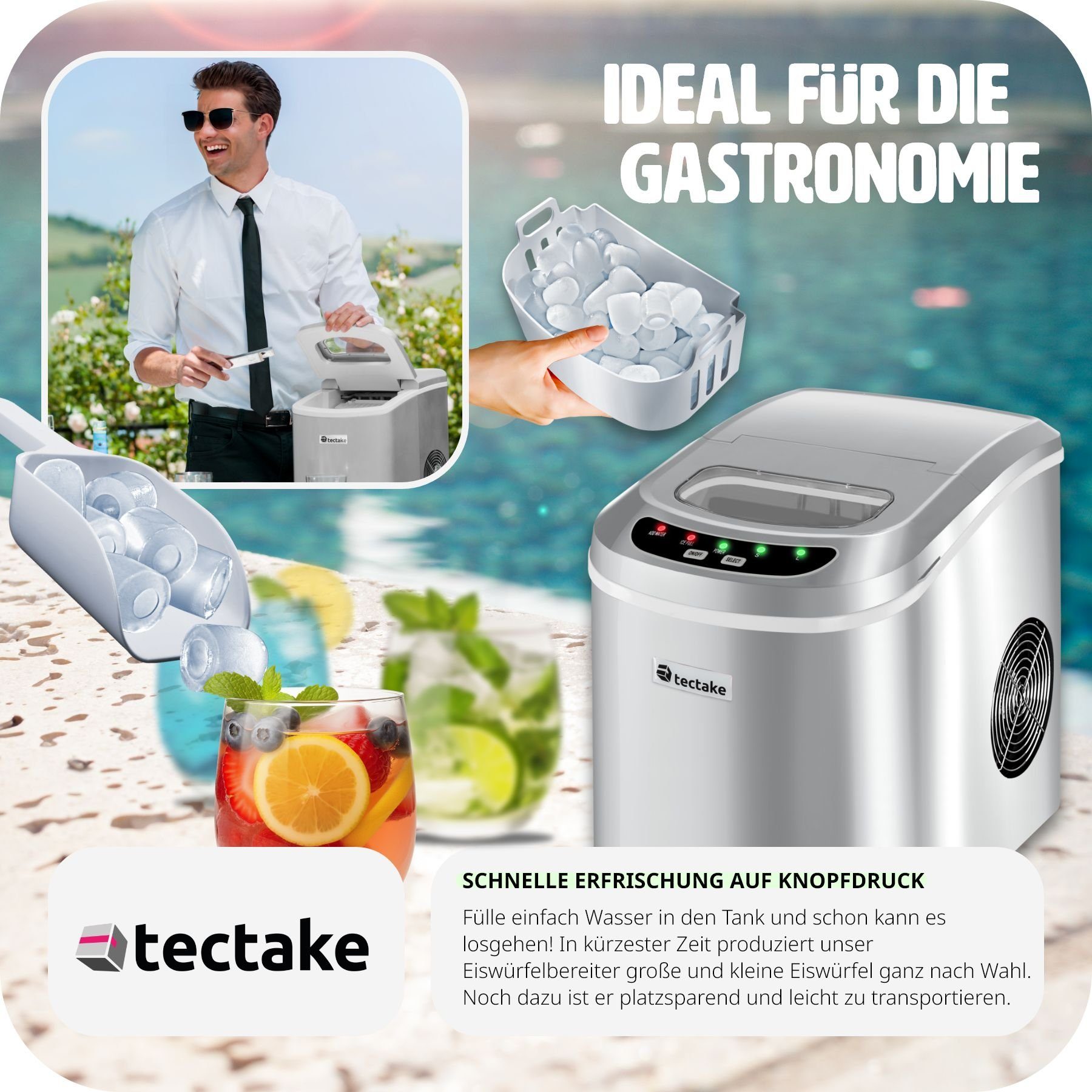 tectake Elektrischer Eiswürfelbereiter Eiswürfelbereiter
