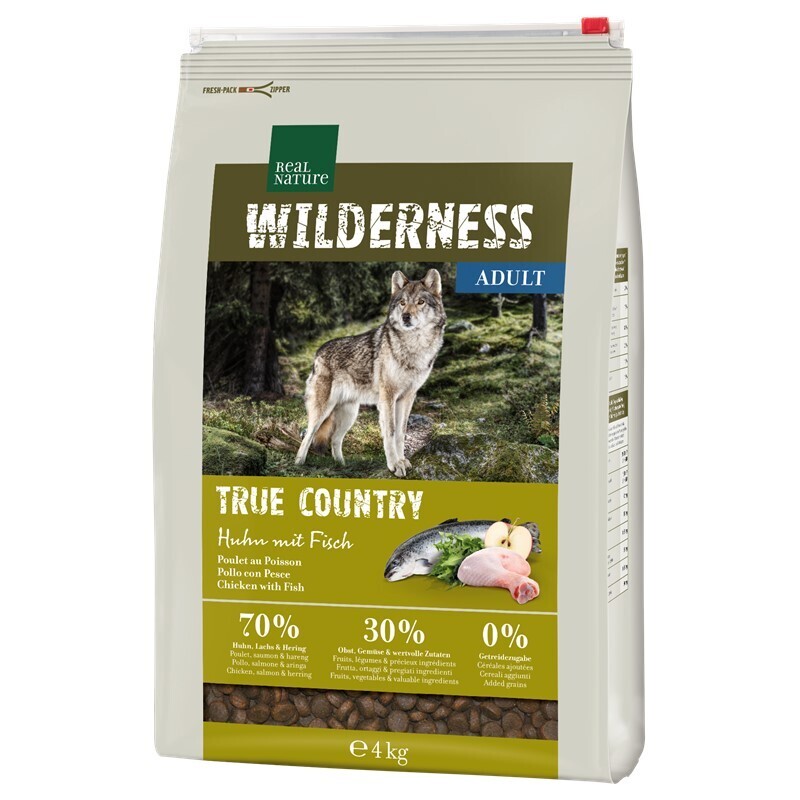 REAL NATURE Hundetrockenfutter REAL NATURE WILDERNESS True Country Adult Huhn mit Fisch 4 kg