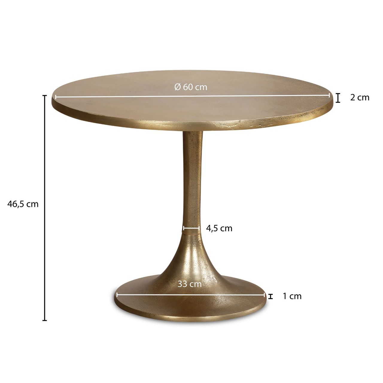 Wohnling Couchtisch Metall Gold 60x60x46,5 cm